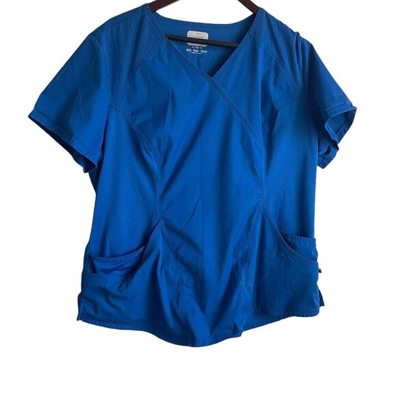 Cherokee Luxe Sport Women Scrub Top XL Blue Medical Uniform‎ Nurse Work Dental - Picture 1 of 11